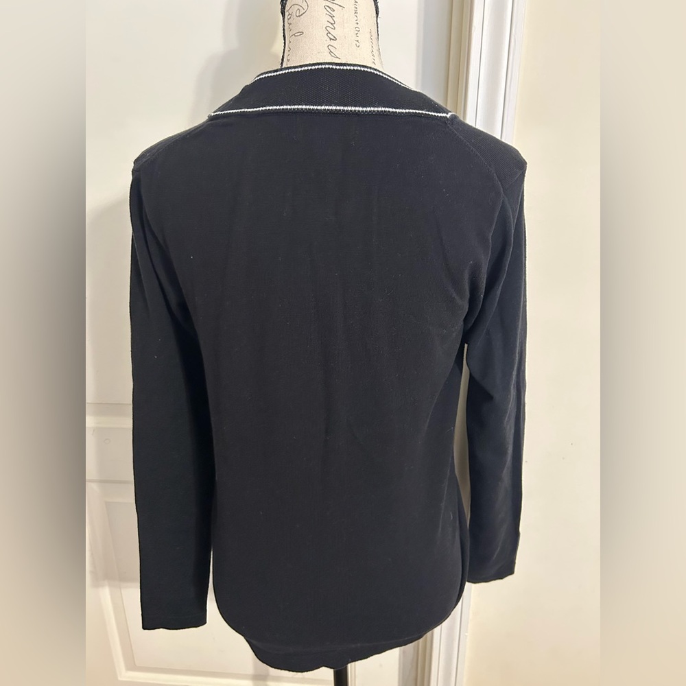 Karl Lagerfeld Black Long Sleeve Sweater with Logo Collar - Picture 3 of 5